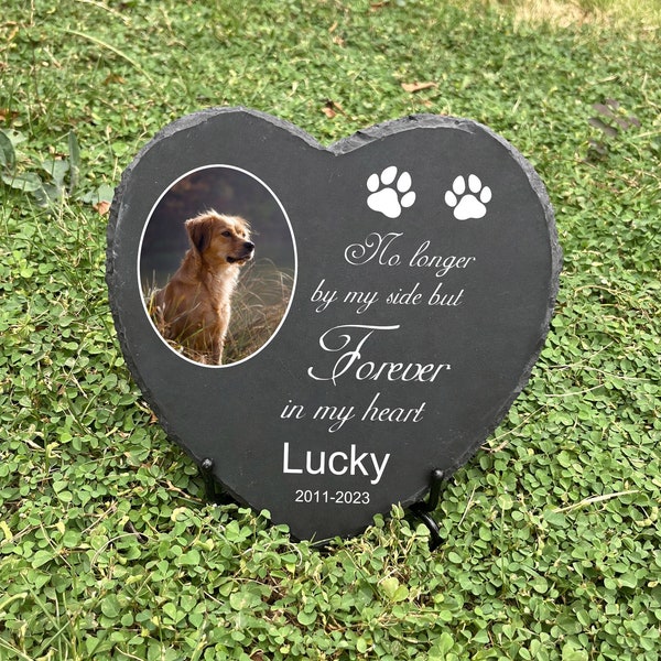 Pet Memorial Stone, Dog Memorial Stone, Pet Grave Marker Headstone, Personalized Pet Memorial Gift, Loss of Dog Cat Sympathy Gift (Heart 1)
