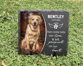 Personalized Pet Memorial Stone Gift with Photo, Customized Pet Memorial Gifts for Loss of Dog Cat, Pet Grave Marker Headstone (Rectangle2)