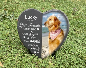 Pet Memorial Stone, Dog Memorial Stone, Pet Grave Marker Headstone, Personalized Pet Memorial Gift, Loss of Dog Cat Sympathy Gift (Heart 5)