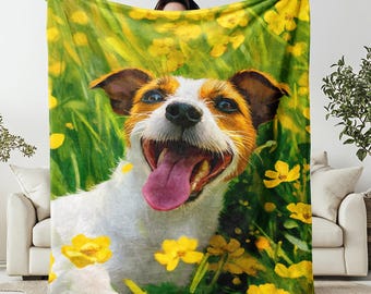 Custom Pet Photo Blanket, Personalized Picture Collage Gift Using Photos of Dogs Cats