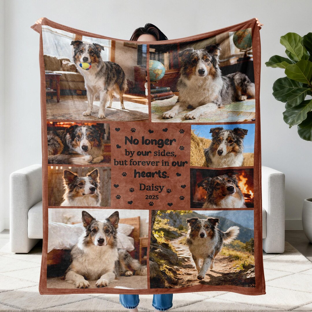 Personalized Dog Memorial Photo Blanket: Custom Pet Loss Gift for Dog ...