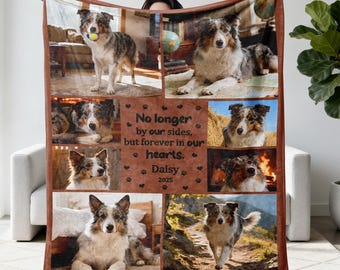 Personalized Dog Memorial Photo Blanket: Custom Pet Loss Gift for Dog Mom/Dad
