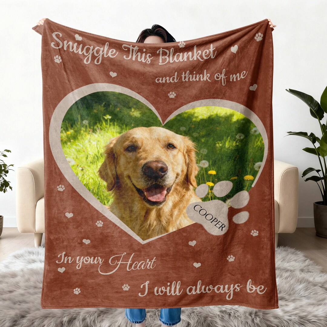 Personalized Dog Memorial Photo Blanket: Custom Pet Loss Sympathy Gift ...