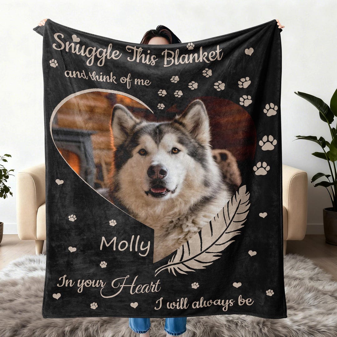 Personalized Dog Memorial Photo Blanket: Custom Pet Loss Keepsake Gift ...