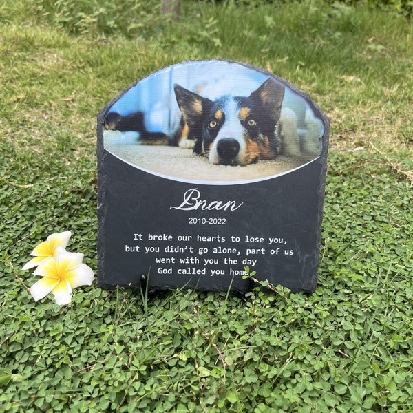 Personalized Pet Memorial Stone with Color Photo, Customized Pet Memorial Gifts for Loss of Dog Cat, Pet Marker Grave Headstone