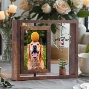 Personalized Dog Memorial Wood Photo Frame, Pet Picture Ornament, Dog Memorial Gift, Pet Loss Gifts, Pet Lover Keepsake Gift for Dog Mom Dad