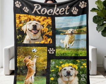 Dog Cat Blanket with 1-9 Photos: Custom Picture Memprial Keepsake Gift for Pet Owner