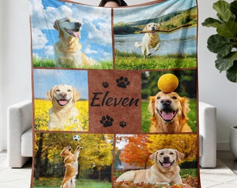 Dog Cat Blanket with 1-9 Photos: Custom Picture Memorial Keepsake Gift for Pet Lover