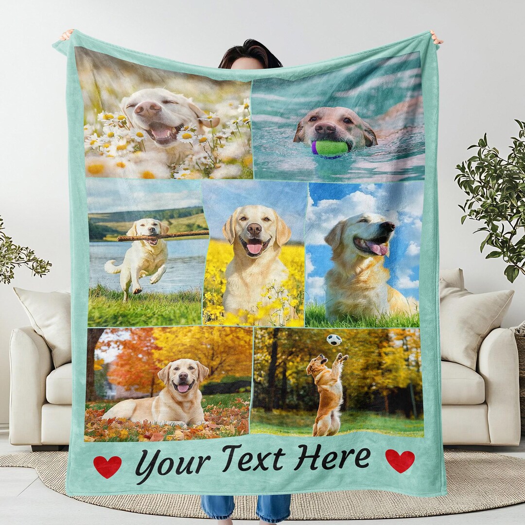 Personalized Pet Photo Blanket: Custom Dog Cat Collage, Dog Mom Gift - Etsy