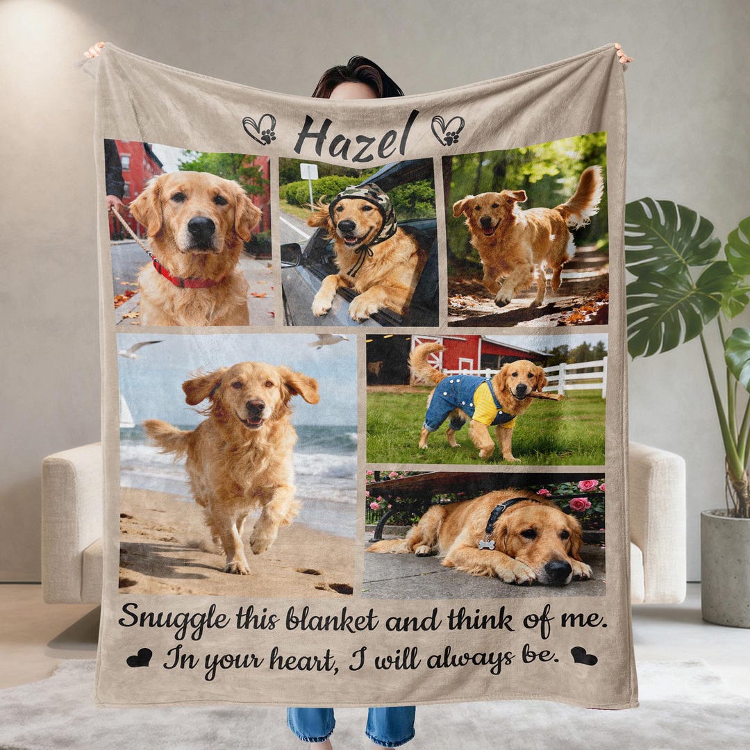 Personalized Dog Memorial Photo Blanket, Pet Loss Sympathy Keepsake ...