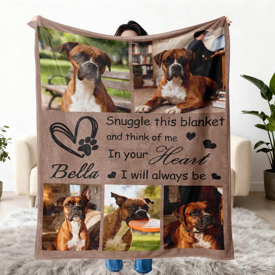 Personalized Dog Memorial Photo Blanket, Pet Loss Memory Remembrance ...