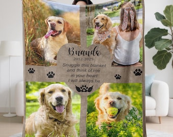 Memorial Pet Photo Blanket, Custom Dog Loss Gift for Dog Owner Lover