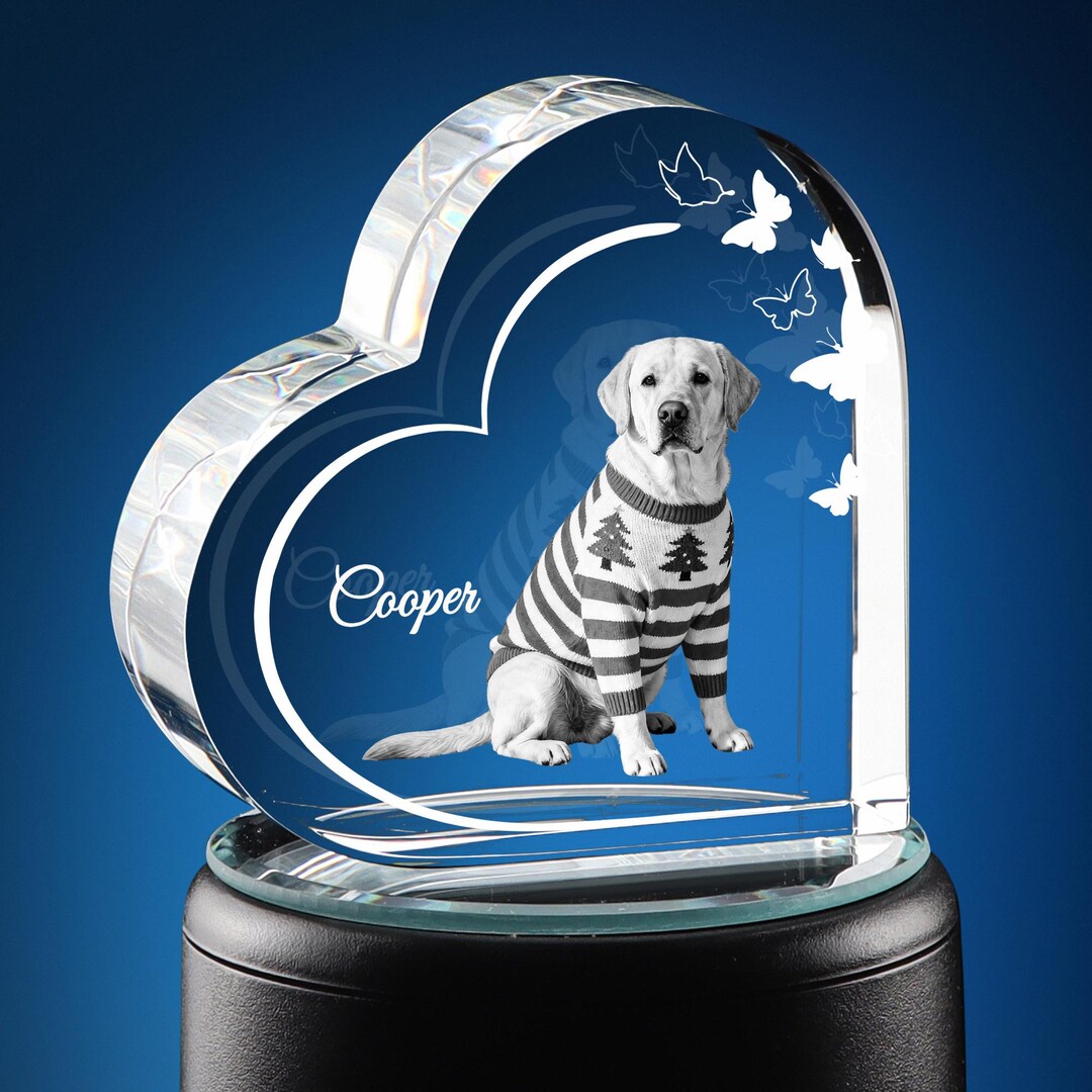 3D Dog Photo Crystal, Pet Memorial Gift, Personalized Cat Portrait Loss ...