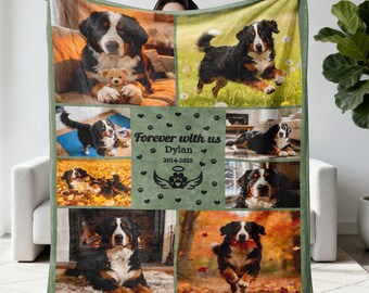 Personalized Pet Memorial Photo Blanket: Custom Dog Loss Gift for Pet Owner