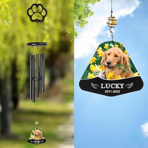 Pet Memorial Wind Chime, Personalized Pet Photo Wind Chimes, Custom Copper Wind Chime, Dog Memorial Gift, Bereavement Gift, Dog Pet Loss, T1