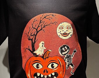 Retro Halloween scène Unisex T-shirt