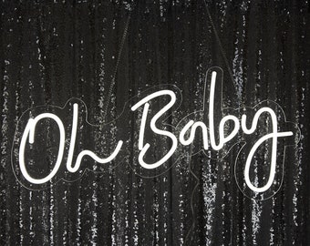 26"-"Oh Baby" Neon Light Sign With Hanging Chain