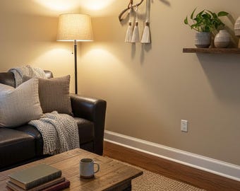 Arte de pared hecho a mano con borlas de macramé y madera flotante / Decoración bohemia / rústica / costera