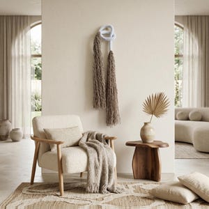 Minimalist Overhand Knot Macrame Wall Hanging – Textured Fiber Art 3D Rope