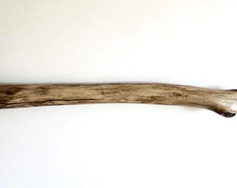 Varilla de madera flotante de 86 cm – Percha de macramé desgastada para tapiz • Decoración y arte de pared rústico