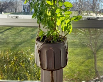 Macetero colgante de cuerda de yute y macramé para macetas de 20 a 30 cm. Estilo minimalista, bohemio, costero, rústico, moderno y rústico.