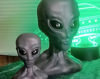 Grey Extraterrestrial Hand Painted, 3D Sculpted Bust - Gift for the Alien Obsessed