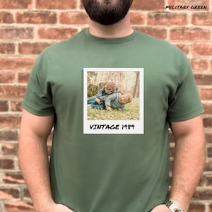 Custom Vintage Photo Shirt With Year, Custom Photo Birthday Year Shirt, Personalized Photo Year Gift, Vintage Polaroid Photo Shirt Birthday