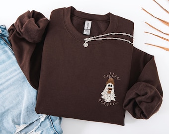 Coffee Ghost Sweatshirt, Ghost Coffee Sweatshirt, Cute Fall Ghost Sweatshirt, Cute Fall Coffee Sweatshirt, Halloween Ghost Fall Sweatshirt