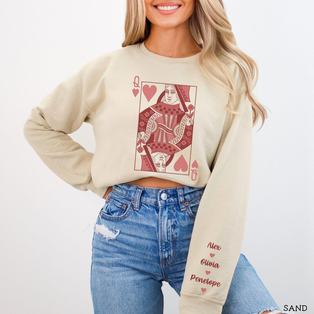 Queen of Hearts Double-Sided Print Valentines Sweatshirt main image 1