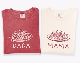 One Little Meatball T-shirts pour le premier anniversaire de la famille : T-shirts d'anniversaire sur le thème des boulettes de viande et pâtes italiennes