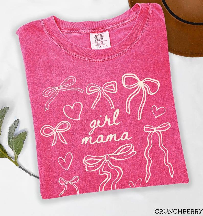 Girl Mama Comfort Colors® Shirt, Coquette Girl Mama Tshirt, Girl Mama Mothers Day Gift, Shirt for Mom of Girls, Coquette Bow Mama Tshirts Crunchberry