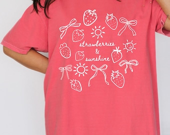 Strawberry Summer Comfort Colors® Shirt, Strawberry Sunshine Cottagecore Shirt, Strawberry Comfort Colors® Tee, Summer Fruit Strawberry Tee