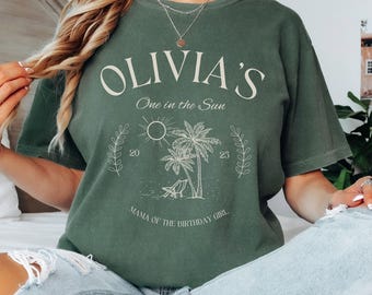One in the Sun First Birthday Shirts for Family, One in the Sun Summer Birthday Shirts, Summer Beach Theme 1st Birthday Tshirt for Mama Dada