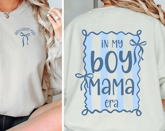 In My Boy Mama Sweatshirt, Custom Boy Mama Sweatshirt With Names, New Mom Custom Gift, Trendy Boy Mama Coquette Sweatshirt, Mothers Day Gift