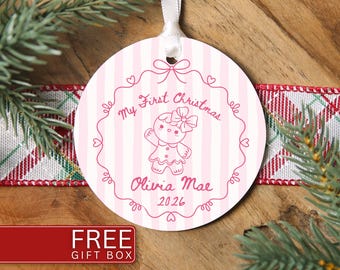 Baby Girl Ornament, Custom Baby Girl Christmas Ornament Personalized Baby Girl Keepsake Baby Girl First Christmas Ornament for Baby Girl