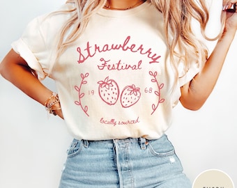 Strawberry Vintage Comfort Colors® Shirt, Strawberry Festival Cottagecore Shirt, Strawberry Comfort Colors® Tee, Summer Fruit Strawberry Tee