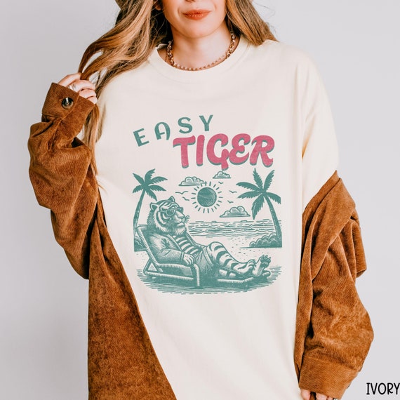 Vintage Easy Tiger Comfort Colors® Shirt, Retro Easy Tiger Shirt, Vintage Tiger Summer Shirt, Vintage Beach Tee, Easy Tiger Tee, Tiger Gifts