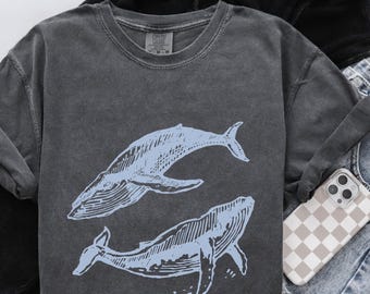 Whale Shirt, Whales Comfort Colors® Tee, Ocean Lover Shirt, Sea Life Comfort Colors® Shirt, Vintage Whales Tee, Retro Whales Tee, Whale Gift
