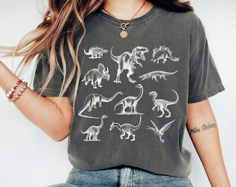 Dinosaur Shirt, Dinosaur Comfort Colors® Tee, Dinosaur Clothing, Dino Shirt, Paleontology Shirt, Dinosaur Skeleton Shirt, Animal Graphic Tee