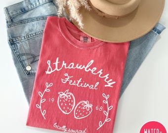 Strawberry Vintage Comfort Colors® Shirt, Strawberry Festival Cottagecore Shirt, Strawberry Comfort Colors® Tee, Summer Fruit Strawberry Tee