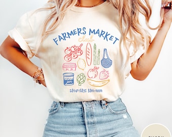 Farmers Market Vegetable Retro Comfort Colors® Shirt, Vegetable Lovers Cottagecore Tshirt, Trendy Summer Veggie T-shirt Farmers Market Tee