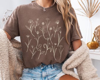 Wildflower Comfort Colors® Shirt, Wildflower Tshirt for Women, Cottagecore Wildflower Tshirt, Floral Aesthetic Tee, Botanical Wildflower Tee