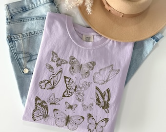 Vintage Butterfly Comfort Colors® Shirt, Vintage Butterfly Shirt Cottagecore Butterfly Comfort Color® Tee, Cottagecore Aesthetic Graphic Tee