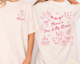 Silly Goose Birthday Comfort Colors® Shirt, Custom Goose Birthday Shirts for Family, First Birthday Custom Silly Mama Dada Goose T-shirts