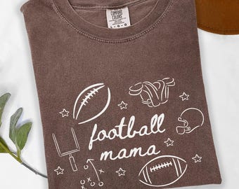 Football Mom Comfort Colors® Shirt, Custom Football Mama Tshirt, Sports Mom Gameday Shirt, Trendy Football Mama Shirt, Mothers Day Gift