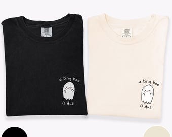 Halloween Pregnancy Announcement Comfort Colors® Shirt, Halloween Baby Reveal TShirt, Ghost Pregnancy Announcement Tee, Fall Baby Shower Tee