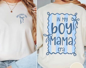 In My Boy Mama Comfort Colors® Shirt, Custom Boy Mama Shirt With Names, New Mom Custom Gift, Trendy Boy Mama Coquette Tee, Mothers Day Gift