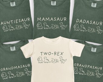 Custom Dinosaur Birthday Mamasaur Dadasaur Shirts: Two-Rex Matching Dinosaur Family Birthday Tees