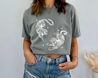 Retro Tiger Comfort Colors® Shirt, Vintage Tiger Shirt, Wild Animals Graphic Tee, Tiger Graphic Shirt, Vintage Boho Tiger Shirt, Friend Gift