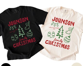 T-shirts de Noël assortis personnalisés pour toute la famille, T-shirts de Noël personnalisés pour groupes familiaux, T-shirts de Noël sur le thème des fêtes, T-shirts de Noël personnalisés